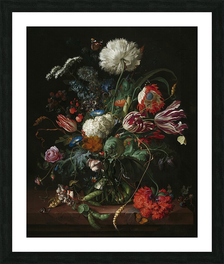 Vase of Flowers [c. 1660] by Jan Davidsz de Heem [1606–1684] Picture Frame print