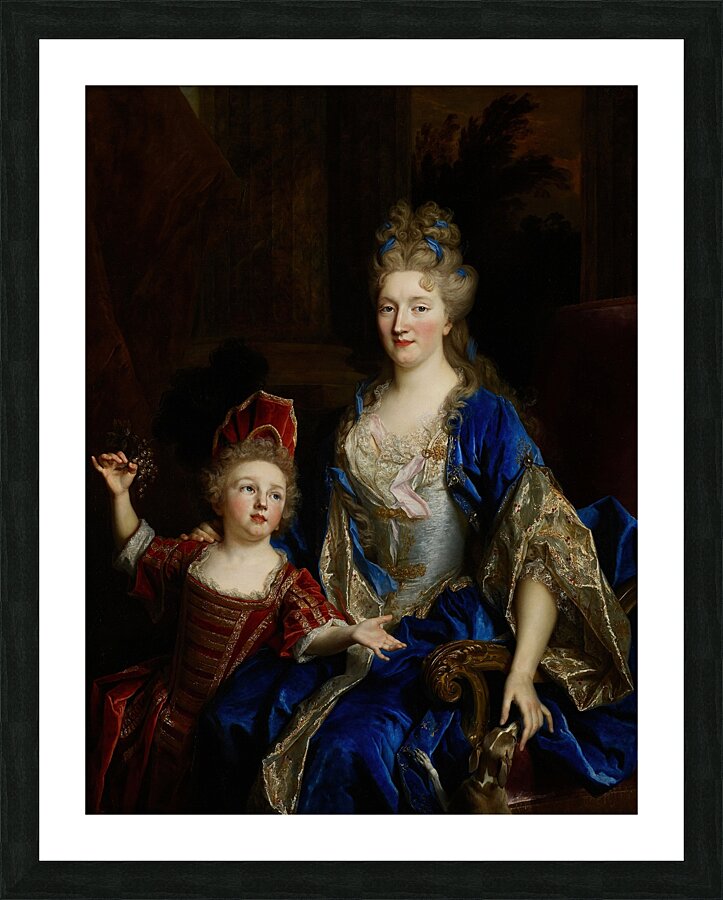 Portrait of Catherine Coustard. Marquise of Castelnau. Wife of Charles–Léonor Aubry with Her Son Léonor [c. 1700] by Nicolas de Largillière [1656–1746] Picture Frame print