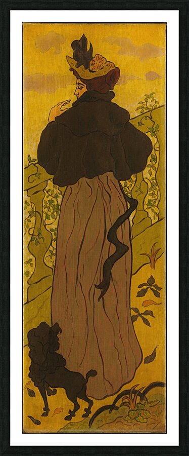 Woman Standing Beside a Balustrade with a Poodle [ca. 1895] by Paul Ranson [1864–1909] Picture Frame print