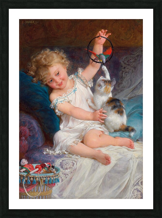 Playtime [1886] by Émile Munier [1840–1895] Picture Frame print