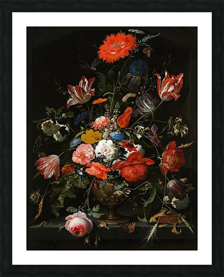 Flowers in a Metal Vase [c. 1670] by Abraham Mignon [1640–1679] Picture Frame print