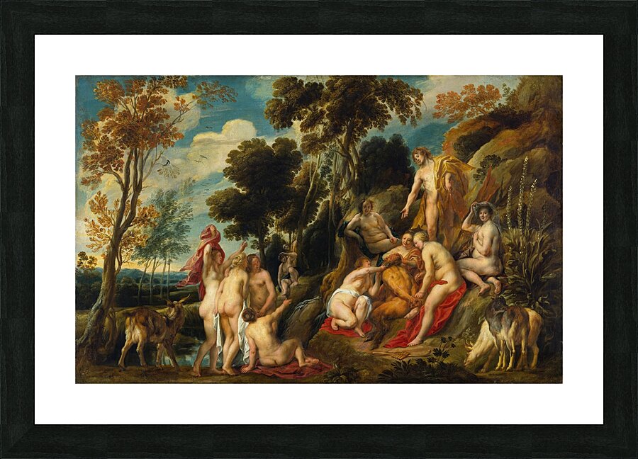 Nymphs Cutting Off Pan’s Beard [C. 1640] by Jacob Jordaens [1593–1678] Picture Frame print