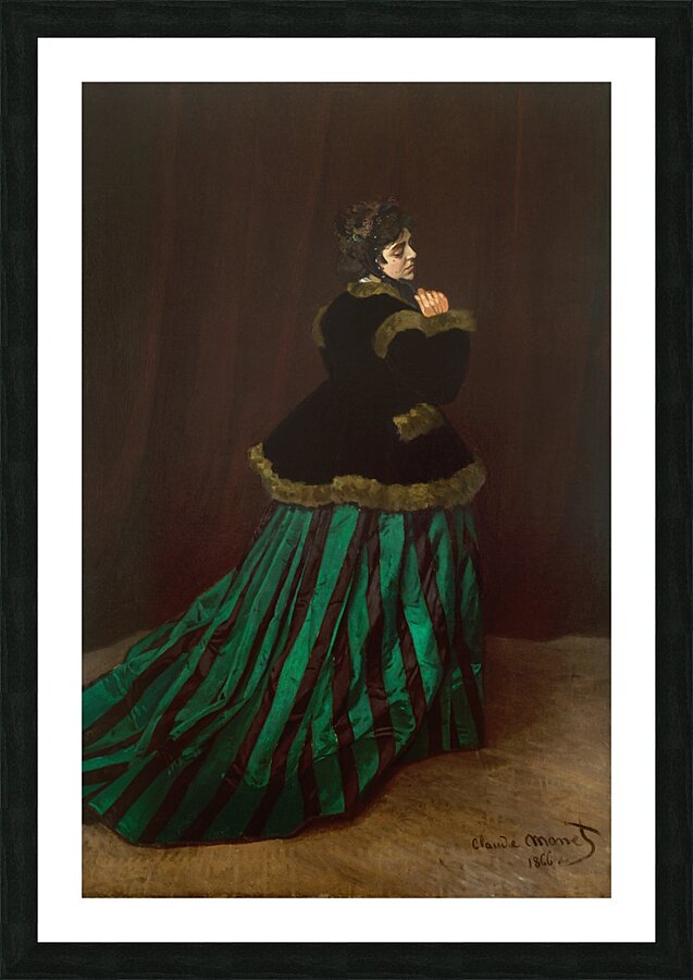 Camille [The Woman in the Green Dress] [1866] by Claude Monet [1840–1926] Picture Frame print