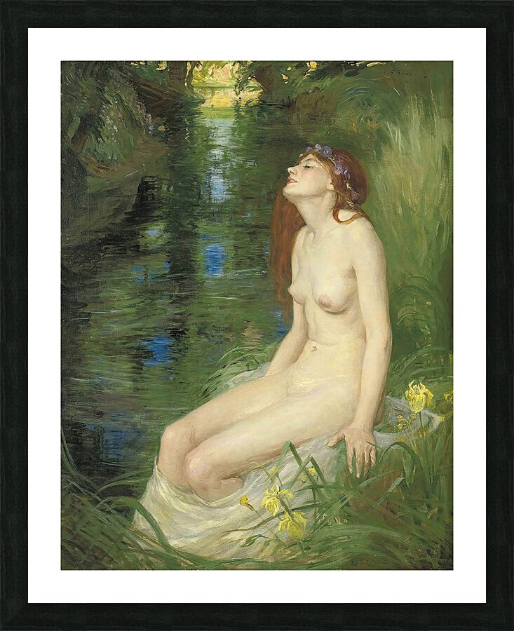 A nymph beside a pool [1910] by Reginald Granville Eves [1876–1941] Picture Frame print