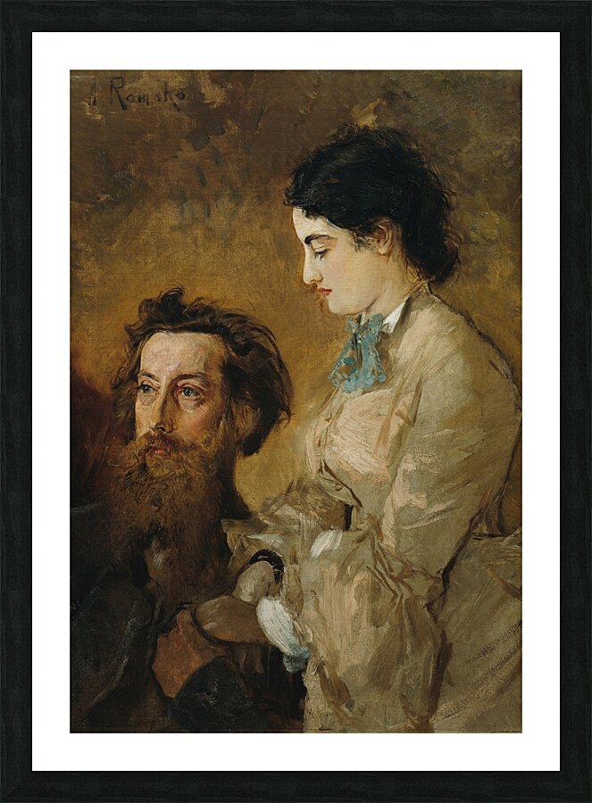 Der Bildhauer Reinhold Begas mit seiner Frau Margarethe [1869–1870] by Anton Romako [1832–1889] Picture Frame print