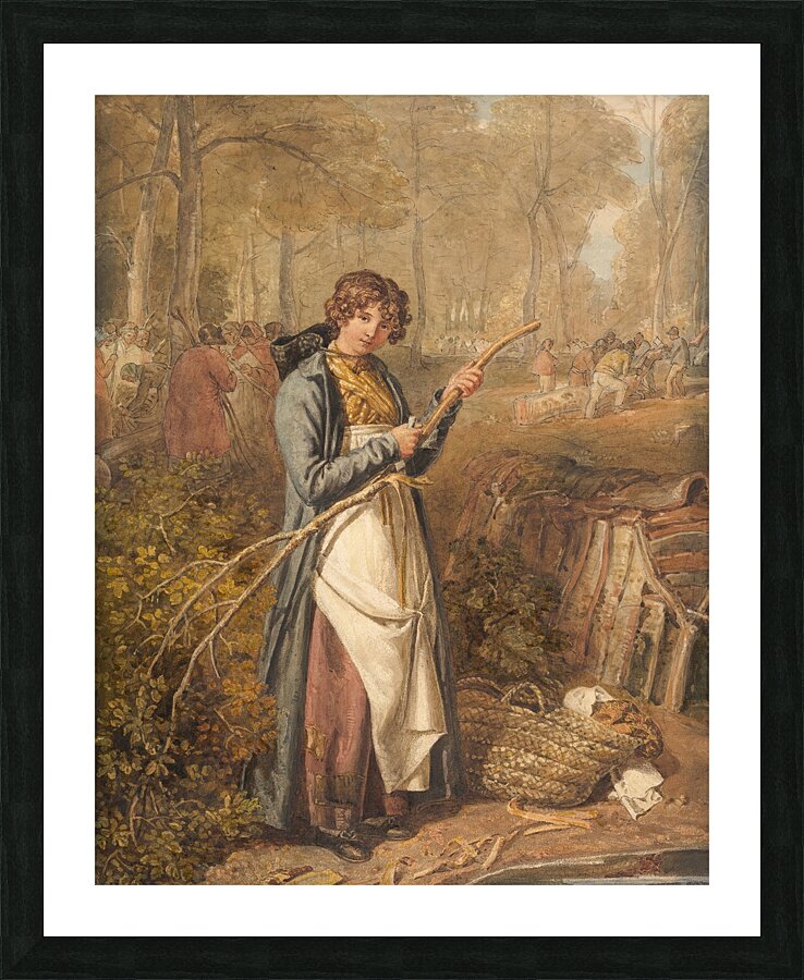 Barking Timber in Wychwood Forest. Oxfordshire [1818] by Joshua Cristall [1765–1847] Picture Frame print