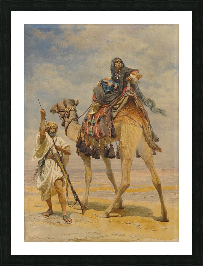 Bedouin Woman On A Camel [1864.] by Carl Haag [1820–1915] Picture Frame print