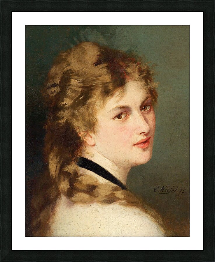 Bildnis einer Dame mit schwarzem Halsband [1877] by Conrad Kiesel [1846–1921] Picture Frame print