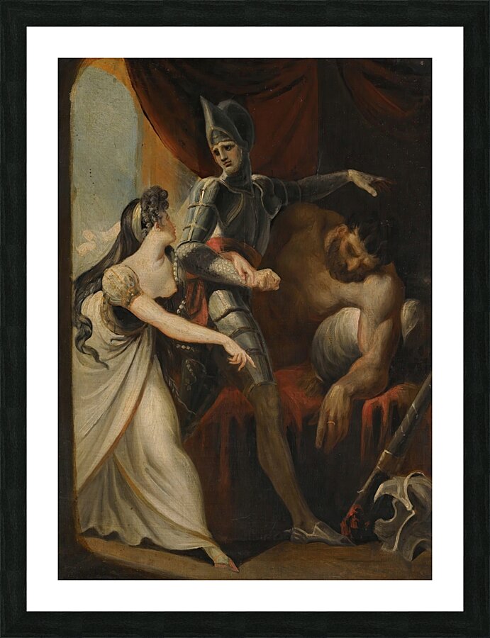 Hüon Rescuing Angela From The Giant Angulaffer. From Wieland’s Oberon by Henry Fuseli [1741–1825] Picture Frame print