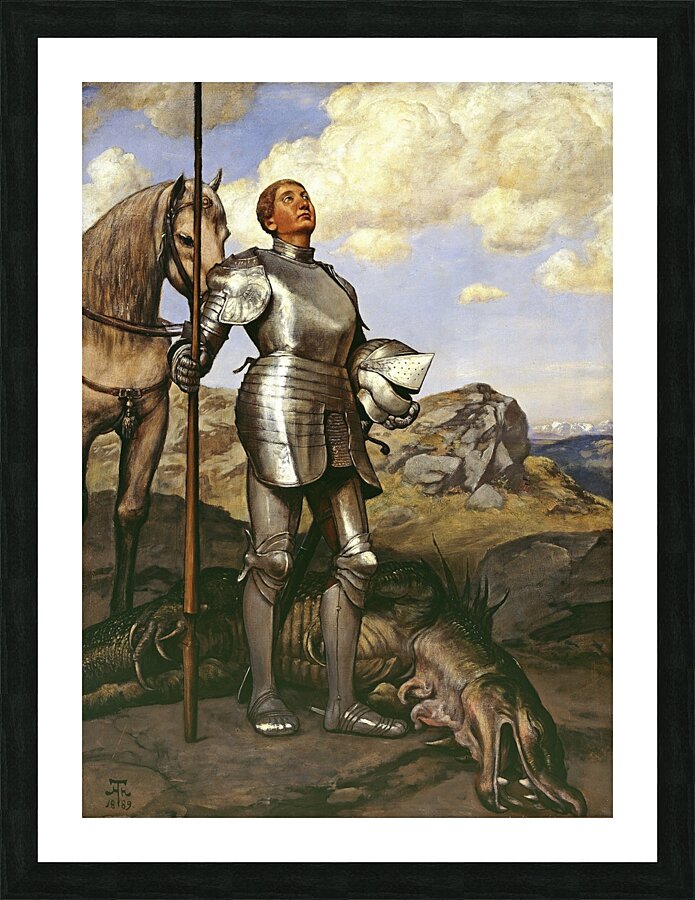 Knight Saint George [1889] by Hans Thoma [1839–1924] Picture Frame print