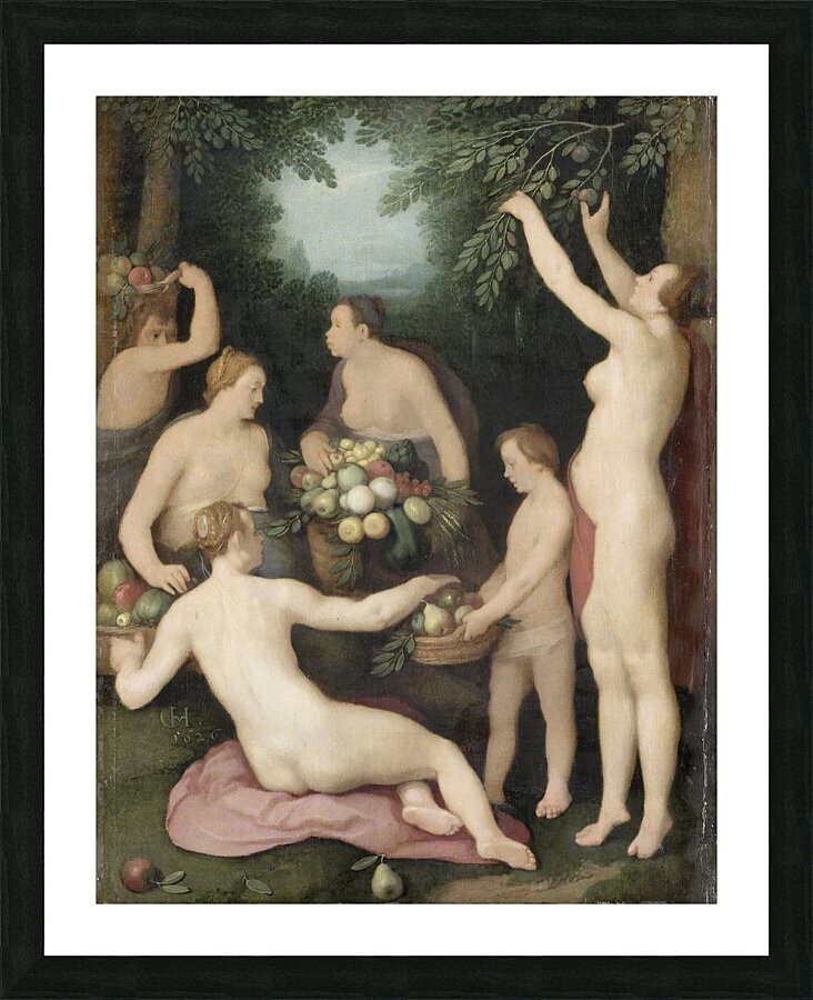 Pomona Receiving the Harvest of Fruit [1626] by Cornelis Cornelisz Van Haarlem [1562–1638] Picture Frame print