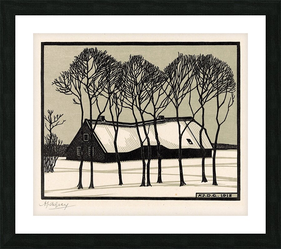 Boerderij in de sneeuw [1918] by Julie de Graag [1877–1924] Picture Frame print
