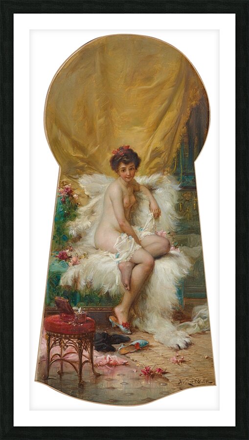 Durchs Schlüsselloch geschaut by Hans Zatzka [1859–1945] Picture Frame print