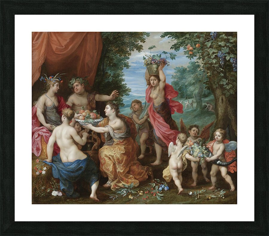 A Bacchanal With Ceres. Bacchus And Venus by Jan Brueghel the Younger [1601–1678] Picture Frame print