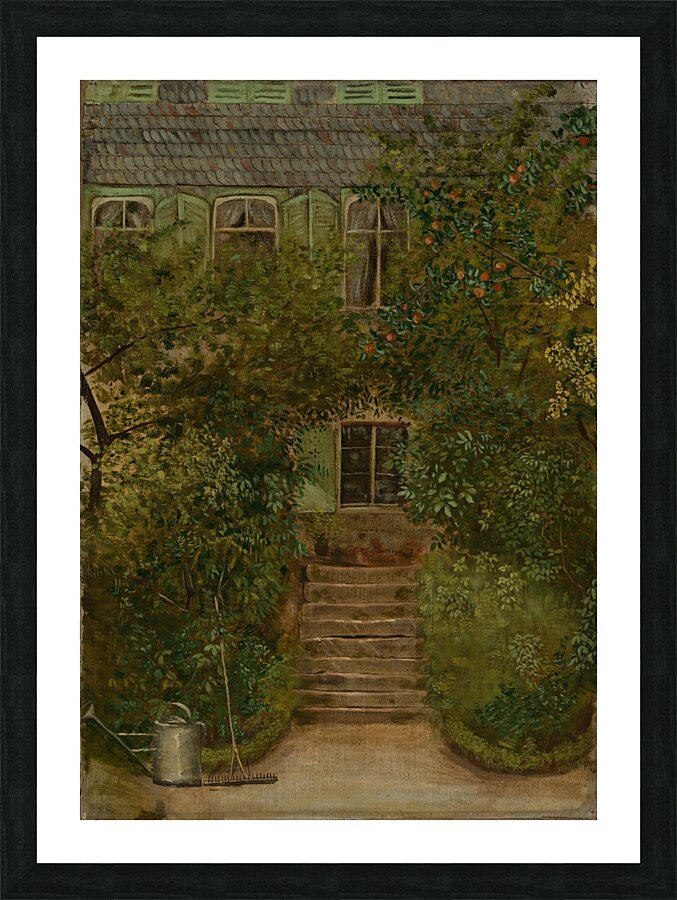 Garten eines Landhauses mit Giesskanne und Rechen [ca 1890] by Hans Thoma [1839–1924] Picture Frame print