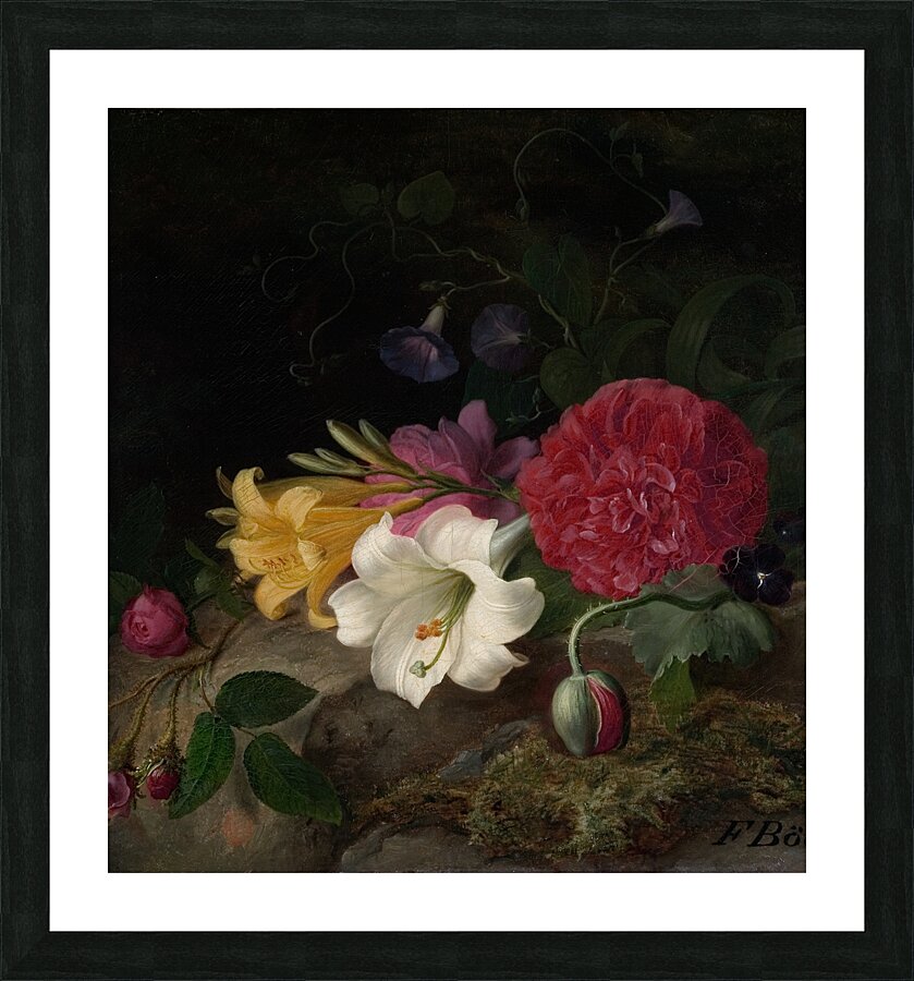 Still Life with Flowers [1867] by Frants Diderik Bøe [1820–1891] Picture Frame print