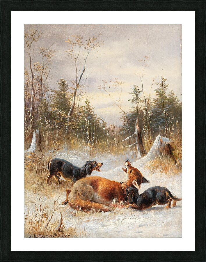 Fuchs mit Hunden [1888] by Moritz Müller II [19th century] Picture Frame print