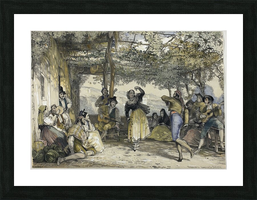 Spanish Peasants Dancing the Bolero [1836] by John Frederick Lewis [1805–1876] Picture Frame print