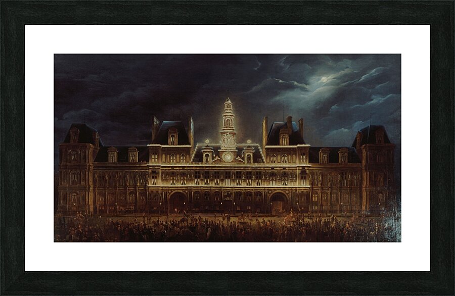 Illumination de l’Hôtel de Ville pour la fête du roi. Le 1er mai 1847 [1847] by Auguste Roux [19th century] Picture Frame print