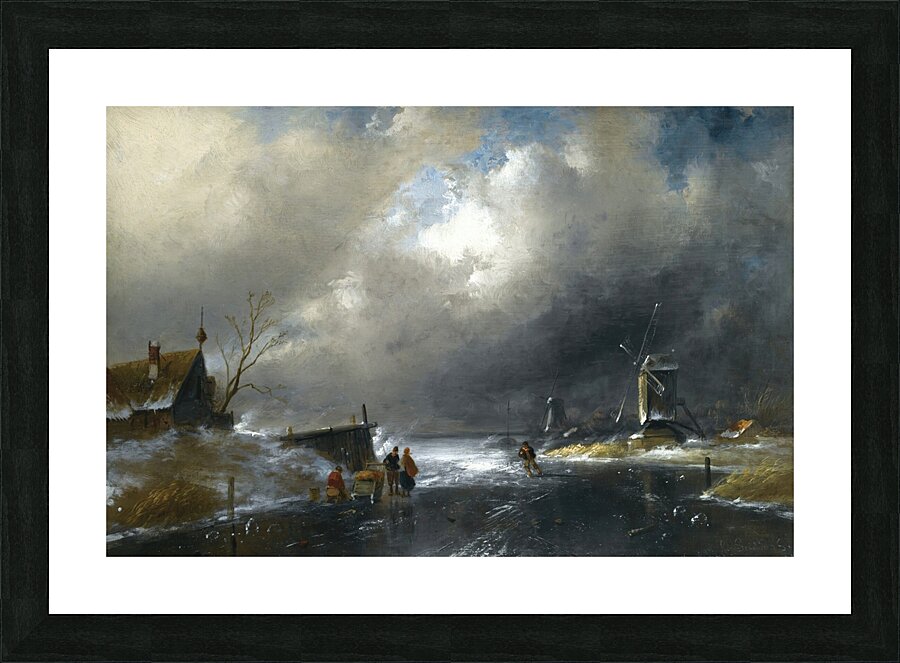 Figures On A Frozen River by Charles Leickert [1816–1907] Picture Frame print