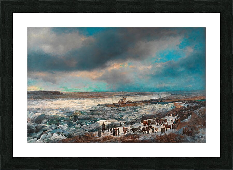 Alexander Bensa [Artist]. Der Donaueisstoß im Jänner 1880 mit dem Sperrschiff [1880] by Adolf Obermüllner [1833–1898] Picture Frame print