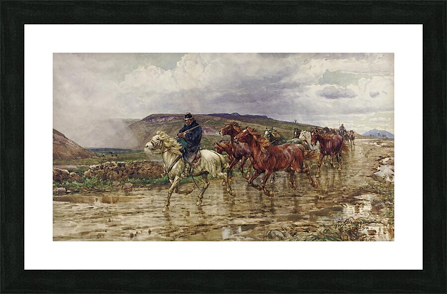 Bringing In The Horses by Henry Enrico Coleman [1846–1911] Picture Frame print