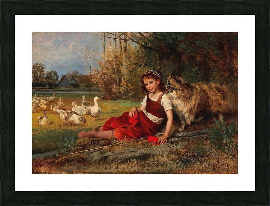 Gänsemagd bei der Rast by Anton Dieffenbach [1831–1914] Picture Frame print