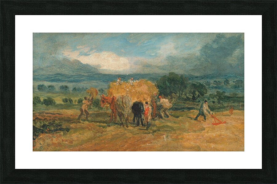 A Harvest Scene with Workers Loading Hay on to a Farm Wagon [ca. 1800] by James Ward [1769–1859] Picture Frame print