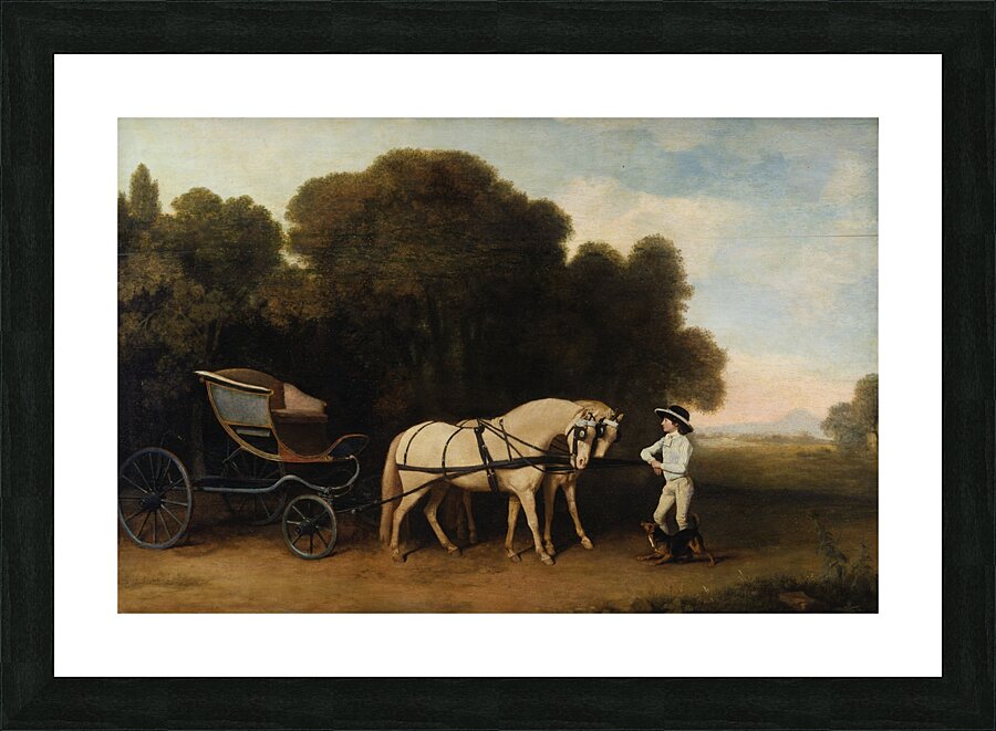 Phaeton with a pair of cream ponies and a stable–lad [between 1780 and 1784] by George Stubbs [1724–1806] Picture Frame print