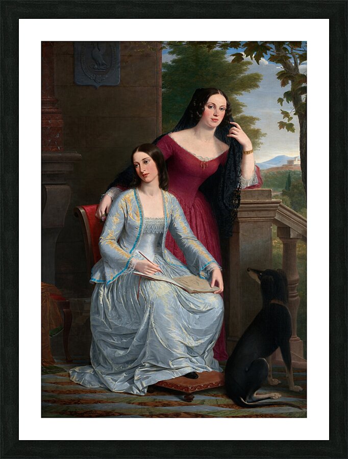 Two Women in an Italian Landscape [1854] by Miner Kilbourne Kellogg [1814–1889] Picture Frame print