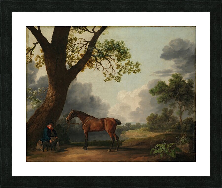 The Third Duke of Dorset’s Hunter with a Groom and a Dog [1768] by George Stubbs [1724–1806] Picture Frame print