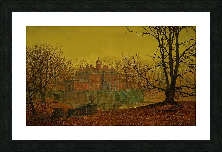 A Moated Yorkshire Home [1879] by John Atkinson Grimshaw [1836–1893] Picture Frame print