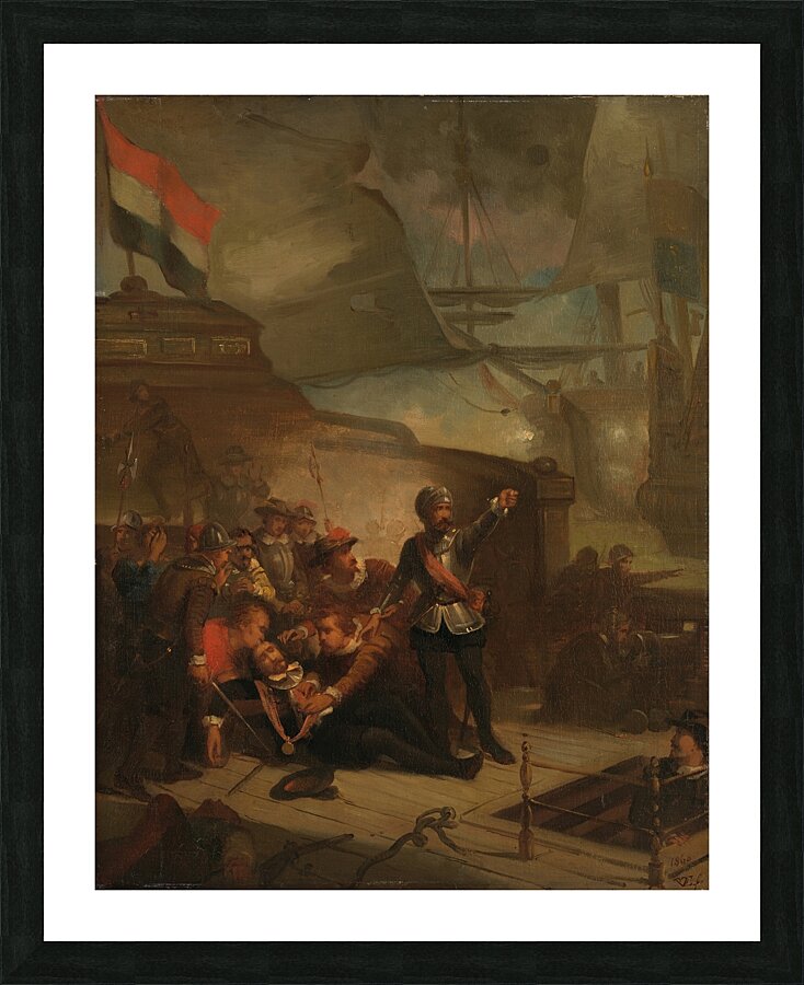 Maarten Harpertsz. Tromp sneuvelt. Anno 1653 [1860] by Paul Tetar van Elven [1832–1896] Picture Frame print