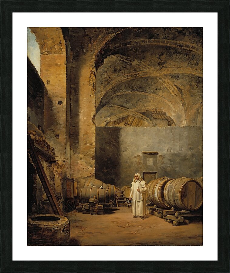 A Monk In A Ruin Which Has Been Made Into A Wine Cellar [1823] by Alexander Lauréus [1783–1823] Picture Frame print