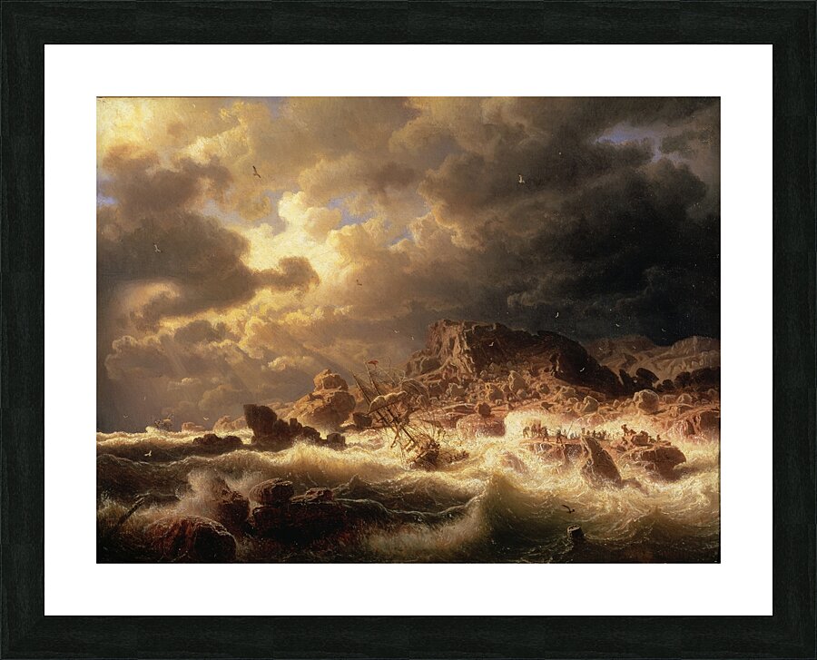 Gale on the Bohuslän Coast [1857] by Marcus Larson [1825–1864] Picture Frame print