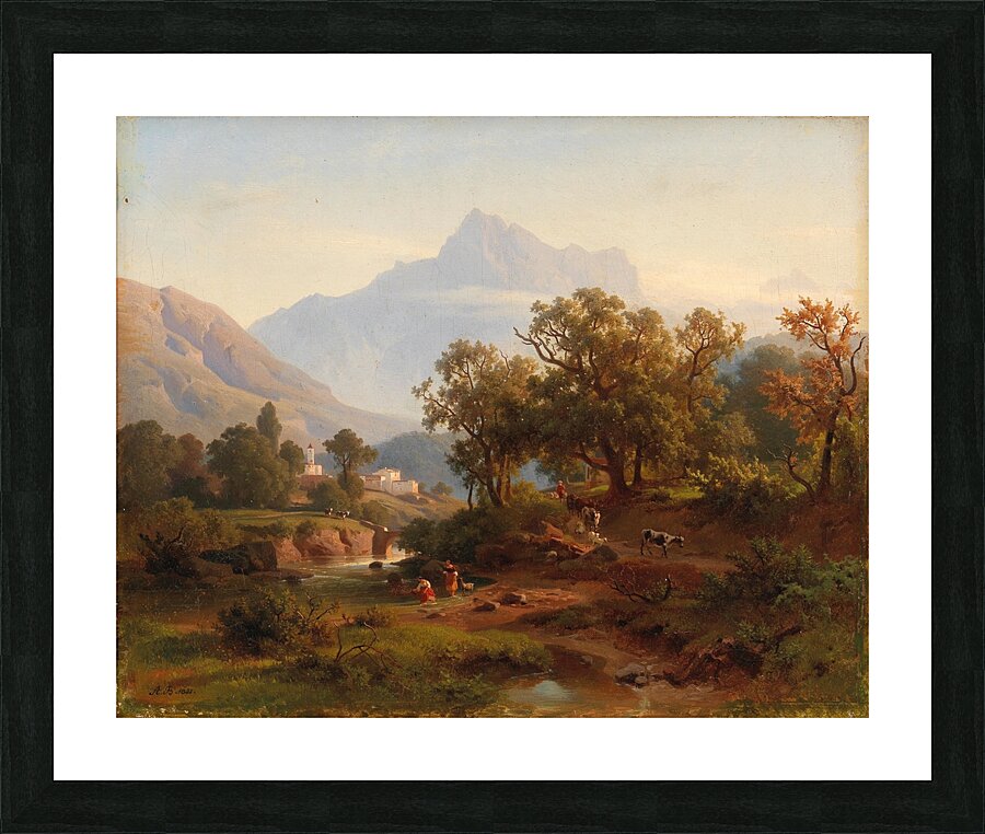 Region In South Tyrol–landscape In The Morning Light by August Behrendsen [1819–1886] Picture Frame print