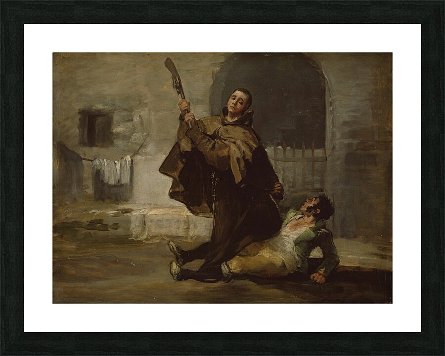 Friar Pedro Clubs El Maragato with the Butt of the Gun [c. 1806] by Francisco de Goya [1746–1828] Picture Frame print