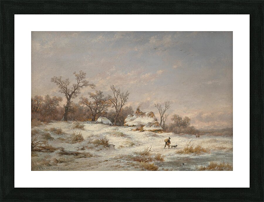 Winter landscape with decorative figures [1890] by Remigius Adrianus van Haanen [1812–1894] Picture Frame print