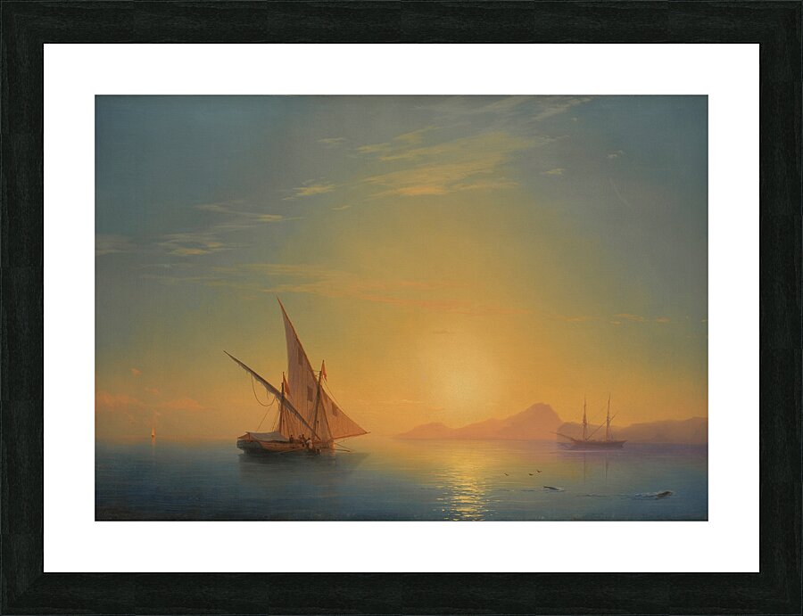 Sunset Over Ischia [1857] by Ivan Konstantinovich Aivazovsky [1817–1900] Picture Frame print