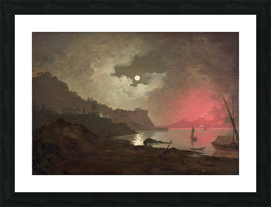 A view of Vesuvius from Posillipo. Naples by Joseph Wright of Derby [1734–1797] Picture Frame print