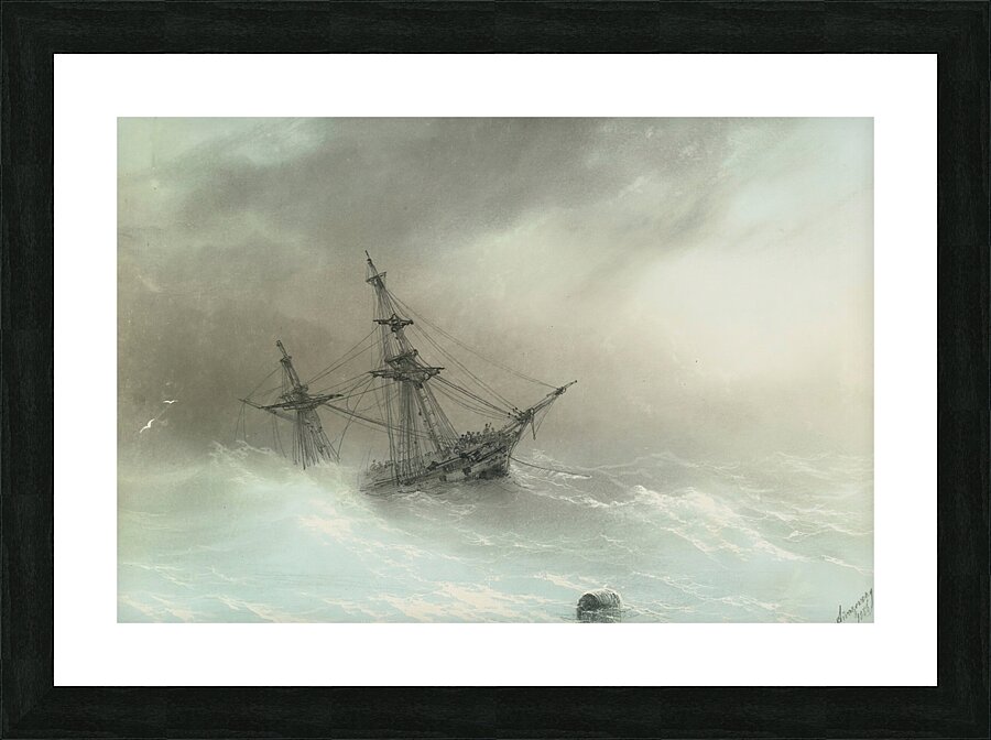 Ship In A Stormy Sea [1888] by Ivan Konstantinovich Aivazovsky [1817–1900] Picture Frame print
