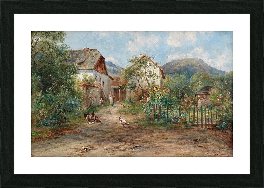 A Rustic Garden in Blossom in the Countryside. By Emil Barbarini [1855–1933] Picture Frame print