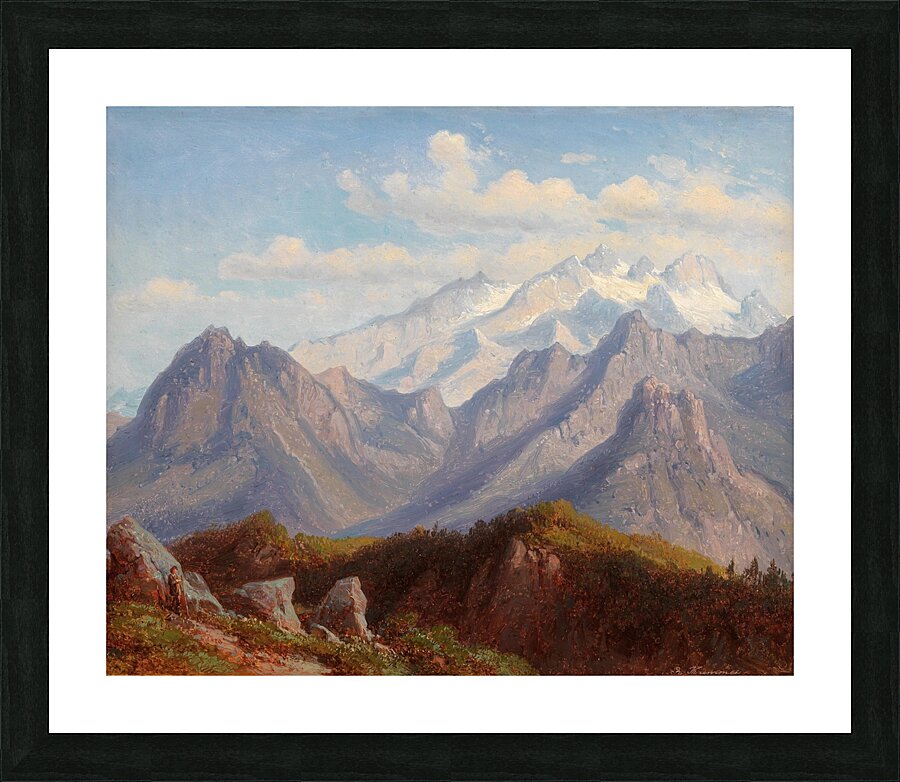 Blick vom Schafberg auf den Dachstein by Robert Kummer [1810–1889] Picture Frame print