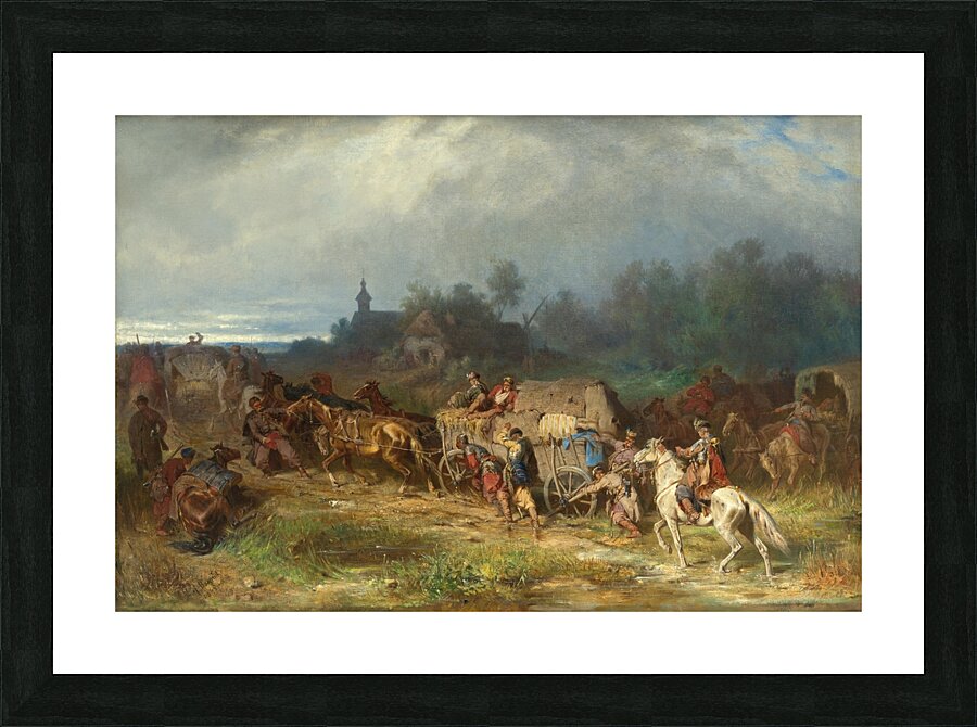 Returning Home. ‘Patient Transport [Polish Camp]’ [1865] by Jozef Brandt [1841–1915] Picture Frame print
