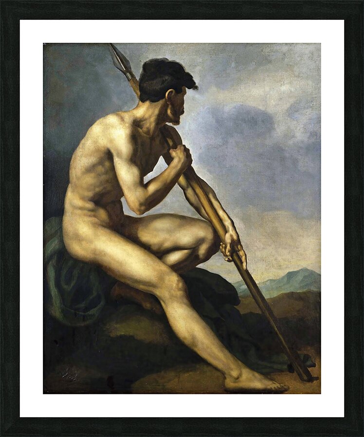 Nude Warrior with a Spear [c. 1816] by Théodore Géricault [1791–1824] Picture Frame print