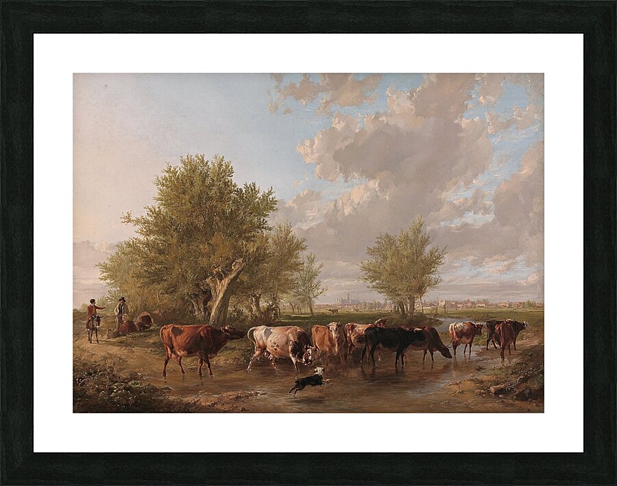 Fording a brook. Suburbs of Canterbury [1834] by Thomas Sidney Cooper [1803–1902] Picture Frame print