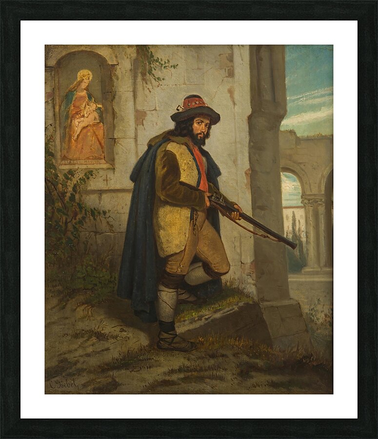 A Man with a Rifle by Carl Goebel the younger [1824–1899] Picture Frame print