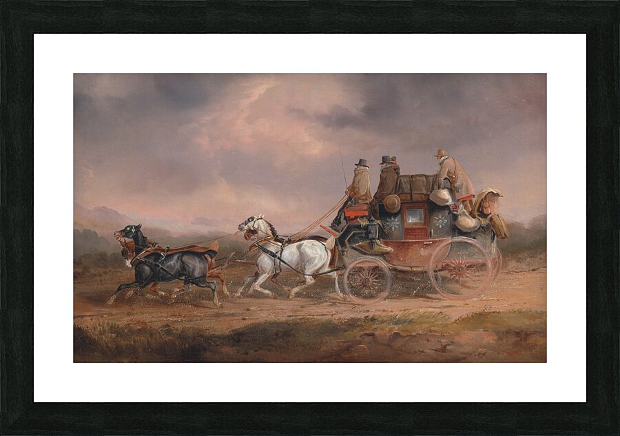 Mail Coaches on the Road– the Louth–London Royal Mail progressing at Speed by Charles Cooper Henderson [1803–1877] Picture Frame print