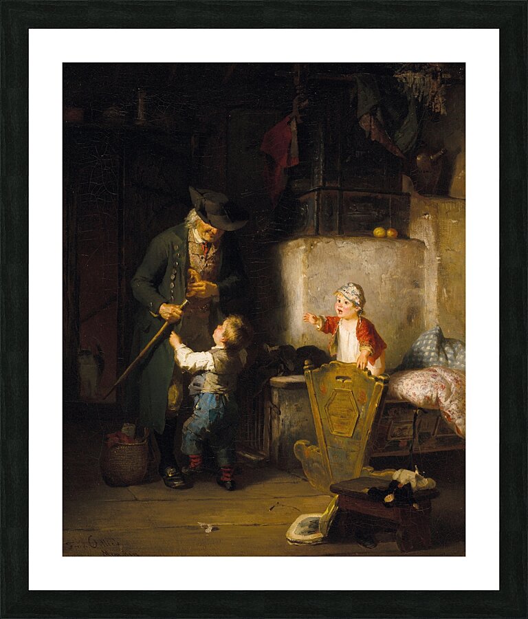 Der Besuch des Großvaters by Friedrich Ortlieb [1839–1909] Picture Frame print