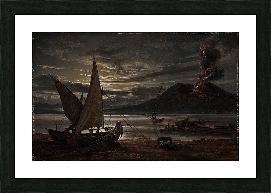 Vesuvius In Eruption. Moonlight [1821] by Johan Christian Dahl [1788–1857] Picture Frame print